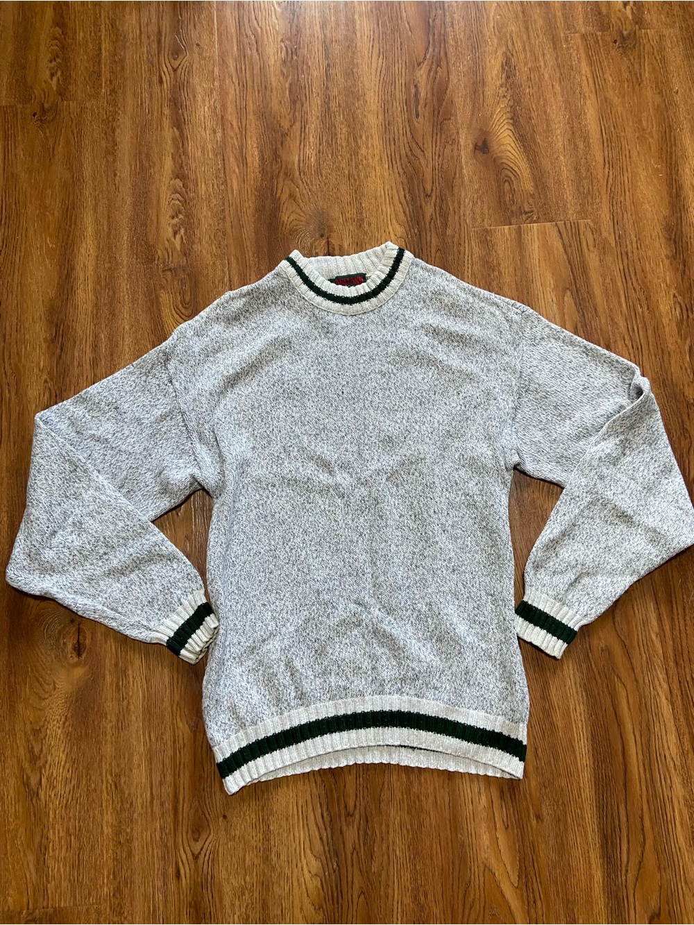 Vintage 80-90’s Heather Gray Crewneck Sweater with Dark Green Contrast Trim